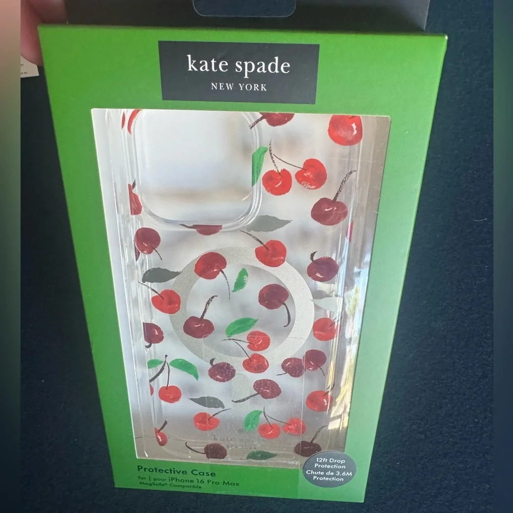 Kate Spade ♠️Cherry Design iPhone 16 Pro Max Case- protect your phone in style 🍒